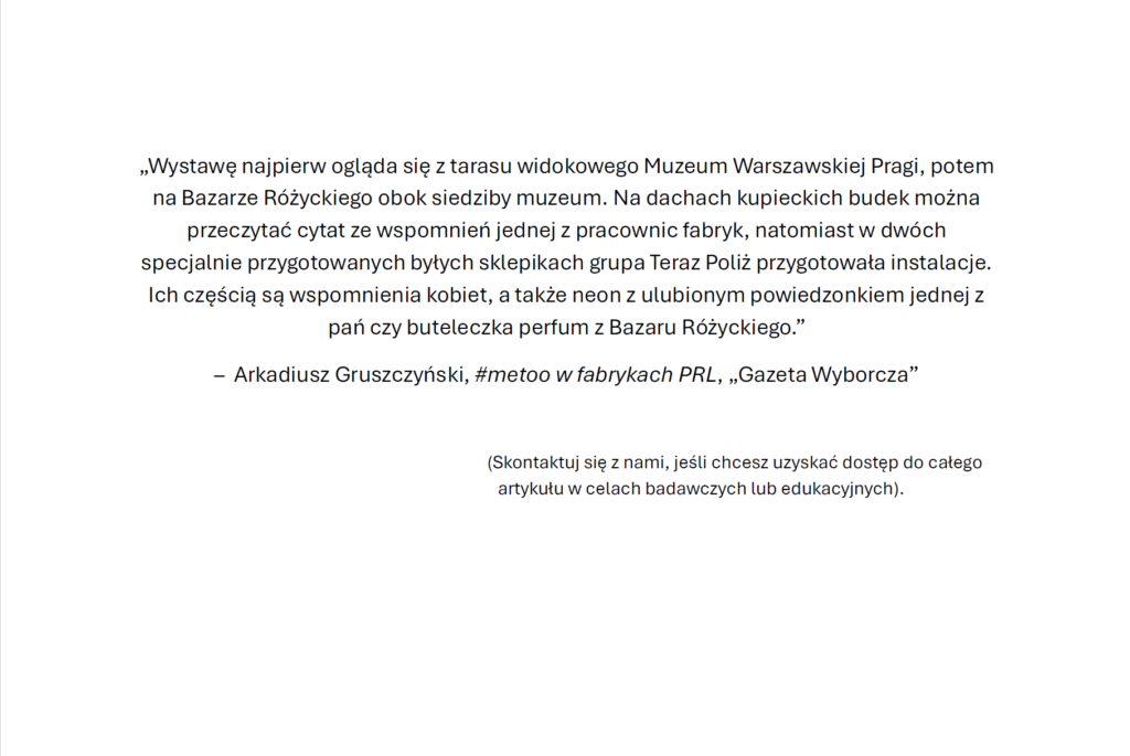 Cytat z tekstu A. Gruszczyńskiego „#metoo w fabrykach PRL”