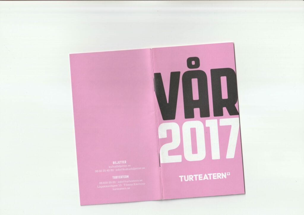 Cover of the programme of the Swedish theatre Turteatern, which held performances of the play "Whenever...", 2017